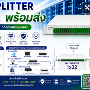 ODF PLC-SPLITTER 1x32 Way,Fiber Splitter, ติดตั้ง Rack 19นิ้ว #1U